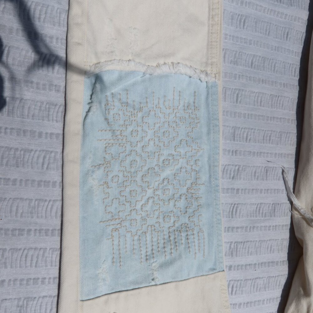 White Patchwork Jeans - image 3